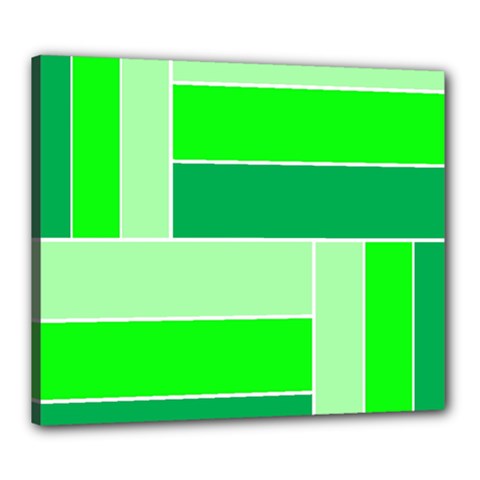 Green Shades Geometric Quad Canvas 24  X 20 