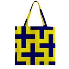 Pattern Blue Yellow Crosses Plus Style Bright Zipper Grocery Tote Bag by Nexatart