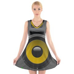 Audio Loadspeaker Activ V-neck Sleeveless Skater Dress by Nexatart