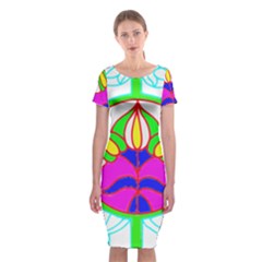 Pattern Template Stained Glass Classic Short Sleeve Midi Dress