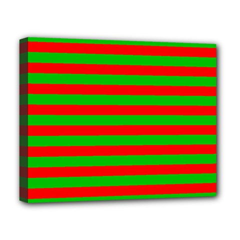 Pattern Lines Red Green Deluxe Canvas 20  X 16  