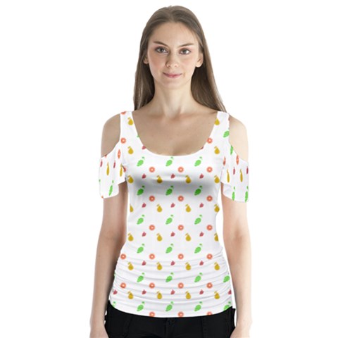 Fruit Pattern Vector Background Butterfly Sleeve Cutout Tee  by Nexatart