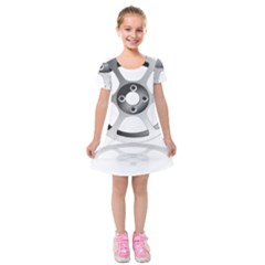 Car Wheel Chrome Rim Kids  Short Sleeve Velvet Dress