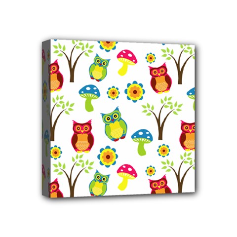 Cute Owl Wallpaper Pattern Mini Canvas 4  X 4 