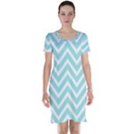 Chevrons Zigzags Pattern Blue Short Sleeve Nightdress