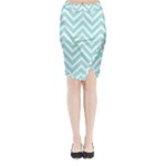 Chevrons Zigzags Pattern Blue Midi Wrap Pencil Skirt