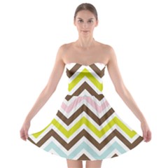 Chevrons Stripes Colors Background Strapless Bra Top Dress