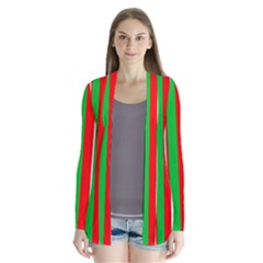 Christmas Holiday Stripes Red Green,white Cardigans by Nexatart