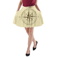 Compass Vintage South West East A-line Pocket Skirt