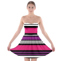 Stripes Colorful Background Strapless Bra Top Dress