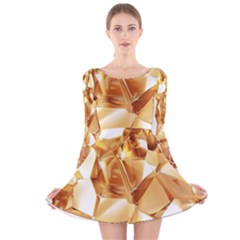 Golden Crystals Long Sleeve Velvet Skater Dress