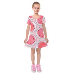 Cute Watermelon Kids  Short Sleeve Velvet Dress by Brittlevirginclothing