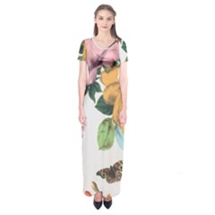 Vintage Flower Short Sleeve Maxi Dress by Brittlevirginclothing