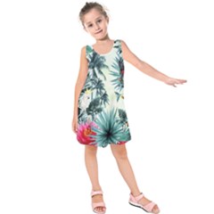 Grey Flowers Kids  Sleeveless Dress by Brittlevirginclothing