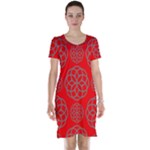 Geometric Circles Seamless Pattern Short Sleeve Nightdress