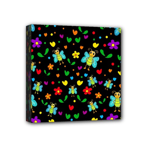 Butterflies And Flowers Pattern Mini Canvas 4  X 4  by Valentinaart