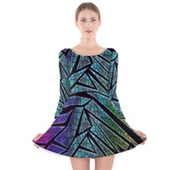Abstract Background Rainbow Metal Long Sleeve Velvet Skater Dress by Nexatart