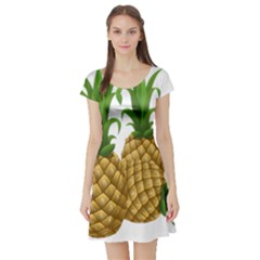 Pineapples Tropical Fruits Foods Short Sleeve Skater Dress