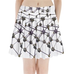 Grid Construction Structure Metal Pleated Mini Skirt by Nexatart