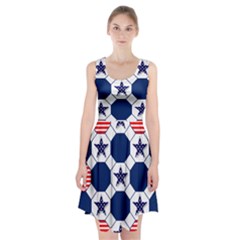 Patriotic Symbolic Red White Blue Racerback Midi Dress