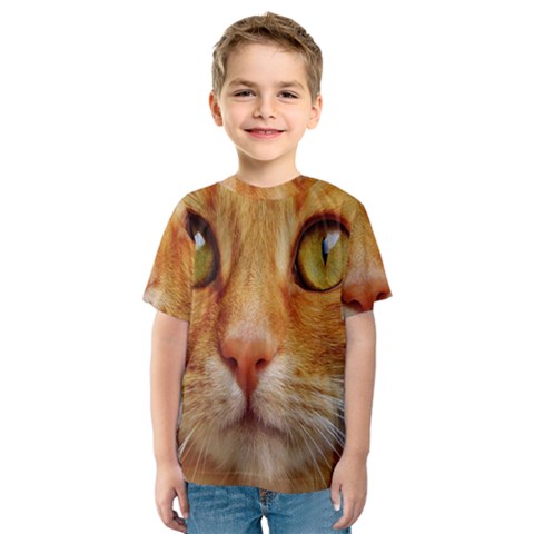 Cat Red Cute Mackerel Tiger Sweet Kids  Sport Mesh Tee by Nexatart