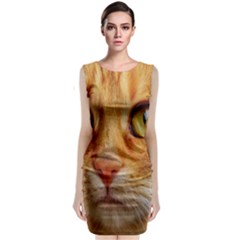 Cat Red Cute Mackerel Tiger Sweet Sleeveless Velvet Midi Dress by Nexatart