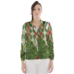 Christmas Quilt Background Wind Breaker (women) by Nexatart