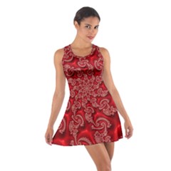 Fractal Art Elegant Red Cotton Racerback Dress