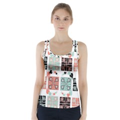 Mint Black Coral Heart Paisley Racer Back Sports Top by Nexatart