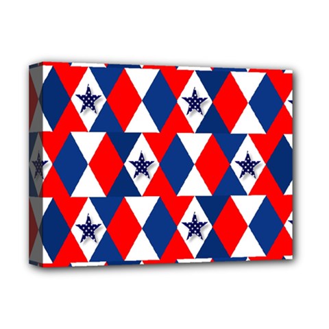 Patriotic Red White Blue 3d Stars Deluxe Canvas 16  X 12  