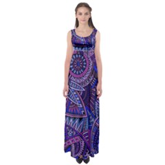 Abstract Electric Blue Hippie Vector  Empire Waist Maxi Dress by Brittlevirginclothing