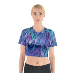 Blue Bird Feather Cotton Crop Top by Brittlevirginclothing