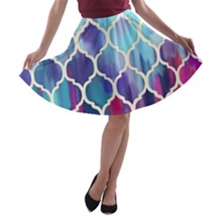 Purple Moroccan Mosaic A-line Skater Skirt by Brittlevirginclothing