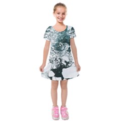 Black And White  Kids  Short Sleeve Velvet Dress by Brittlevirginclothing