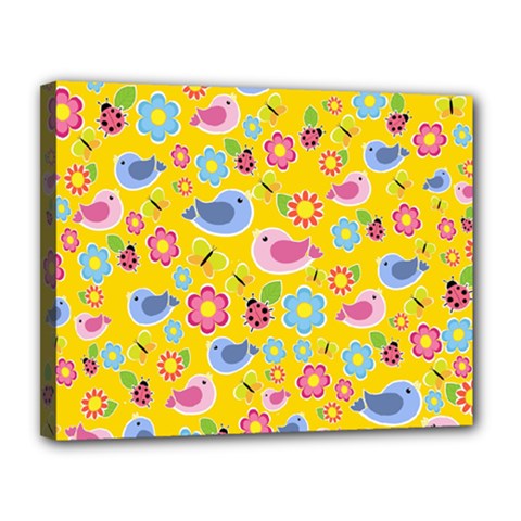 Spring Pattern - Yellow Canvas 14  X 11  by Valentinaart