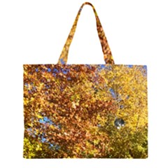 Autumn Leaves With Kitty Zipper Large Tote Bag by SusanFranzblau