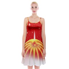 Advent Candle Star Christmas Spaghetti Strap Velvet Dress by Nexatart