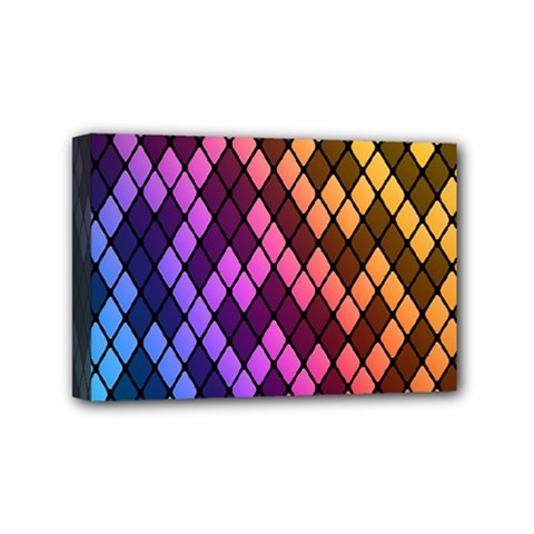 Colorful Abstract Plaid Rainbow Gold Purple Blue Mini Canvas 6  X 4  by Alisyart