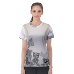 Background Retro Abstract Pattern Women s Sport Mesh Tee