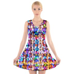 Bokeh Abstract Background Blur V-neck Sleeveless Skater Dress