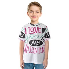 I Love You My Valentine (white) Our Two Hearts Pattern (white) Kids  Sport Mesh Tee