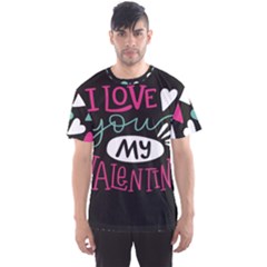  I Love You My Valentine / Our Two Hearts Pattern (black) Men s Sport Mesh Tee