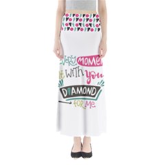 My Every Moment Spent With You Is Diamond To Me / Diamonds Hearts Lips Pattern (white) Maxi Skirts