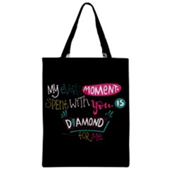 My Every Moment Spent With You Is Diamond To Me / Diamonds Hearts Lips Pattern (black) Zipper Classic Tote Bag by FashionFling