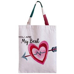 You Are My Beat / Pink And Teal Hearts Pattern (white)  Zipper Classic Tote Bag by FashionFling