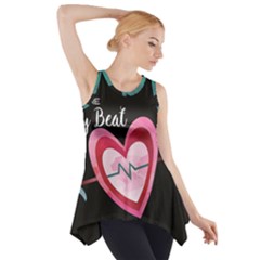 You Are My Beat / Pink And Teal Hearts Pattern (black)  Side Drop Tank Tunic by FashionFling
