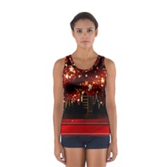 City Silhouette Christmas Star Women s Sport Tank Top  by Nexatart