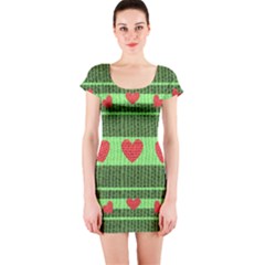 Fabric Christmas Hearts Texture Short Sleeve Bodycon Dress