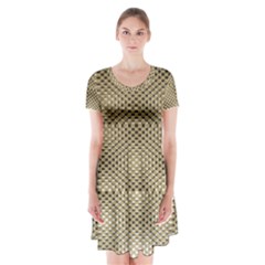 Fashion Style Glass Pattern Short Sleeve V-neck Flare Dress by Nexatart