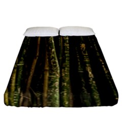 Green And Brown Bamboo Trees Fitted Sheet (king Size)